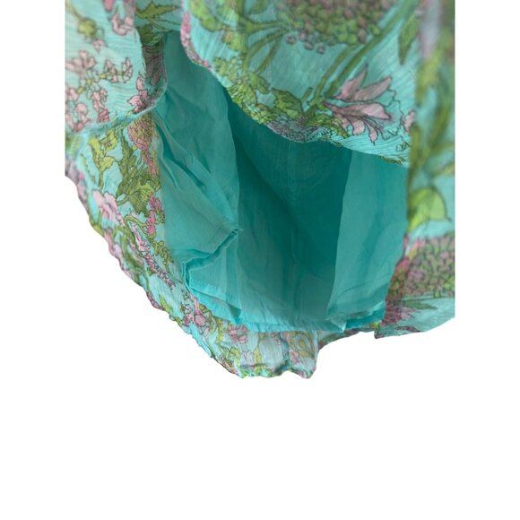 Y2K Vintage Tramp Sundress Women S Polyester Blue Green Floral Strapless tunic - Picture 7 of 7